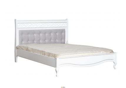 Ліжко Лаура 160х200 біле/патина срібло
